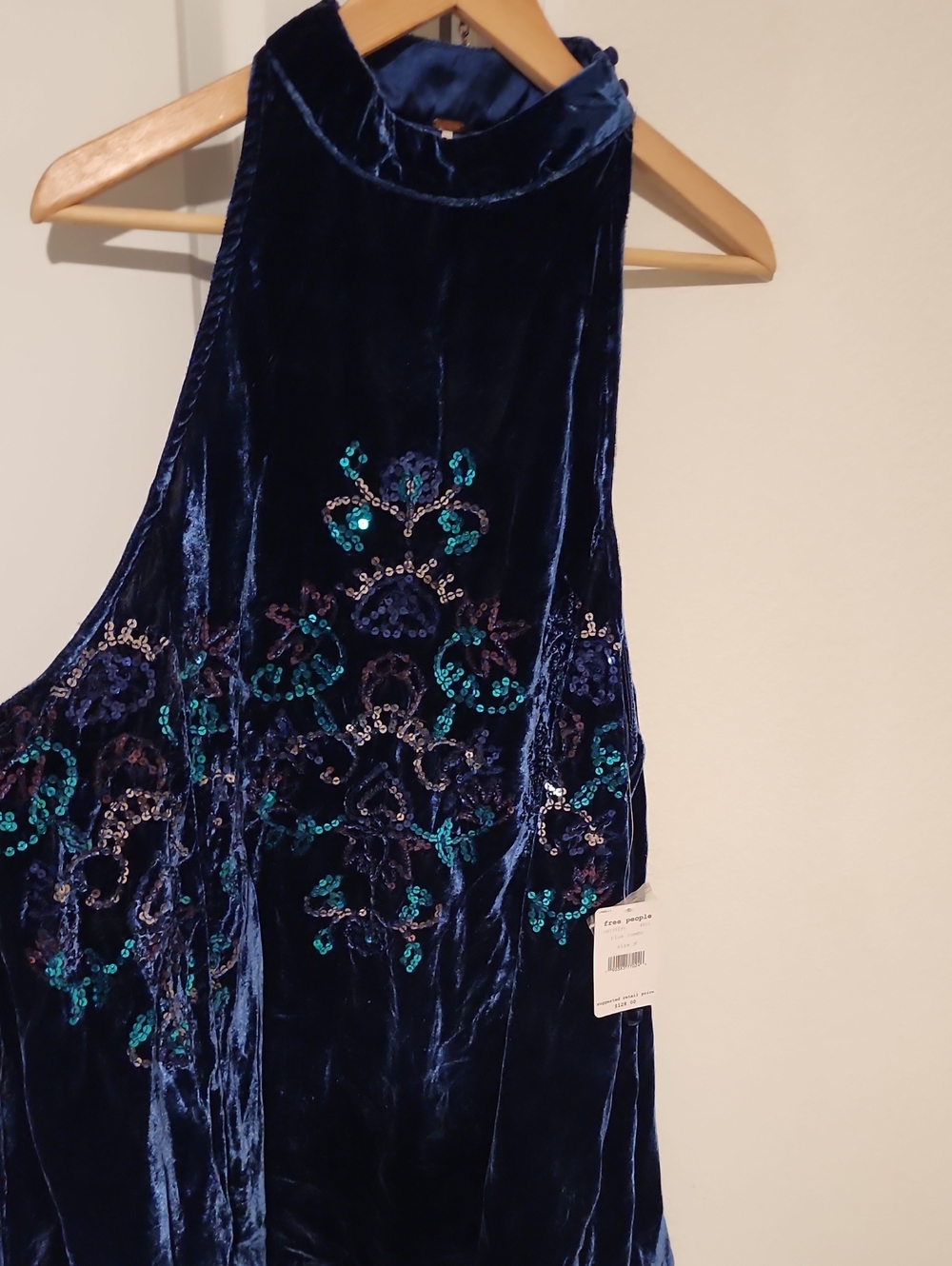 Free People Navy Velvet Sequin Combo Dress